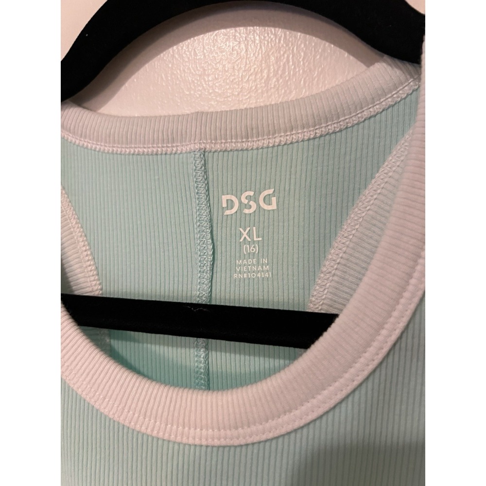 NWT DSG Girls Ribbed Ringer Racerback Tank Top Cotton Rib Size XL Aqua - Picture 2 of 5